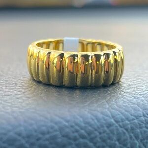Argento Vivo Gold plated Ribbed Band Ring